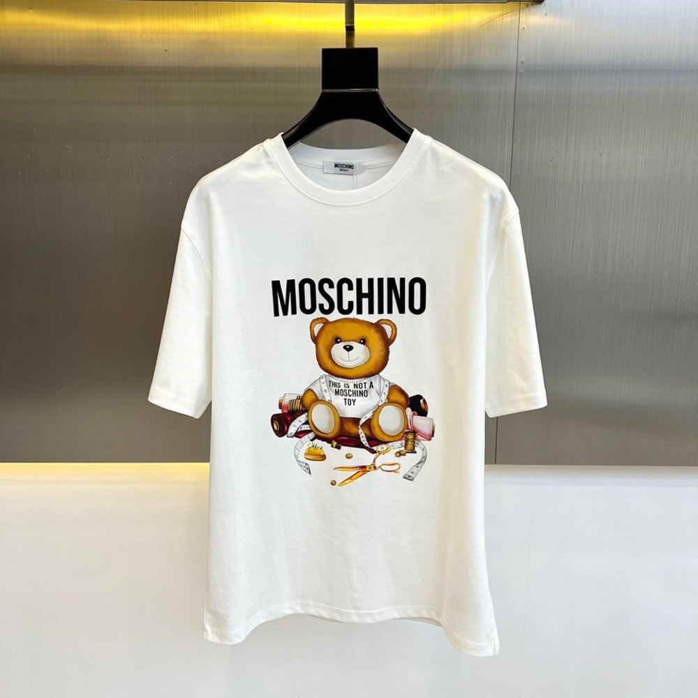 Moschino White Teddy Logo Short Sleeve Tee